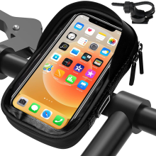 Type C Bicycle Phone Holder Bag – Black Hard Shell, 7-Inch Screen, Touchscreen Window, Water-Resistant, Large Capacity, Reflective Strips