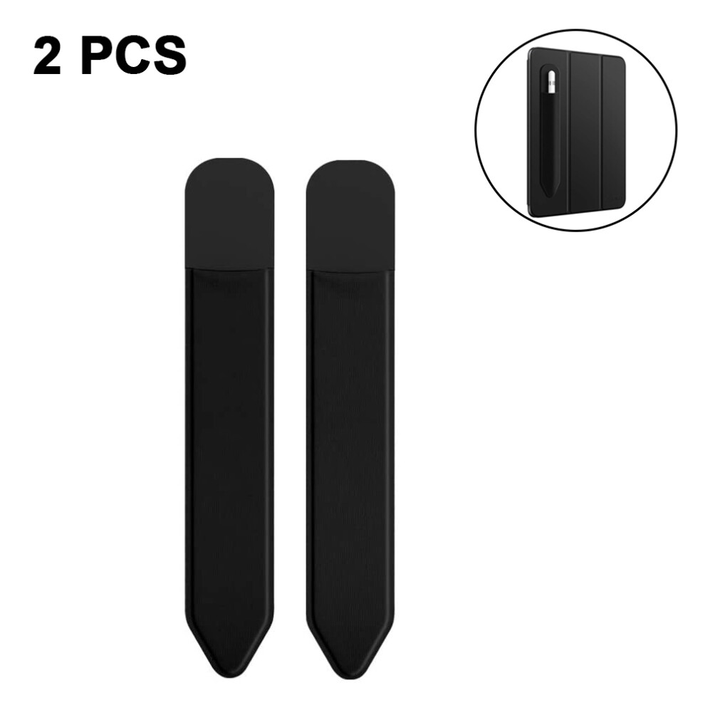 2Pcs Compatible With Apple Pencil Case - .Removable Elasticated Leather Sleeve Pocket Pocket Black 7770198292039