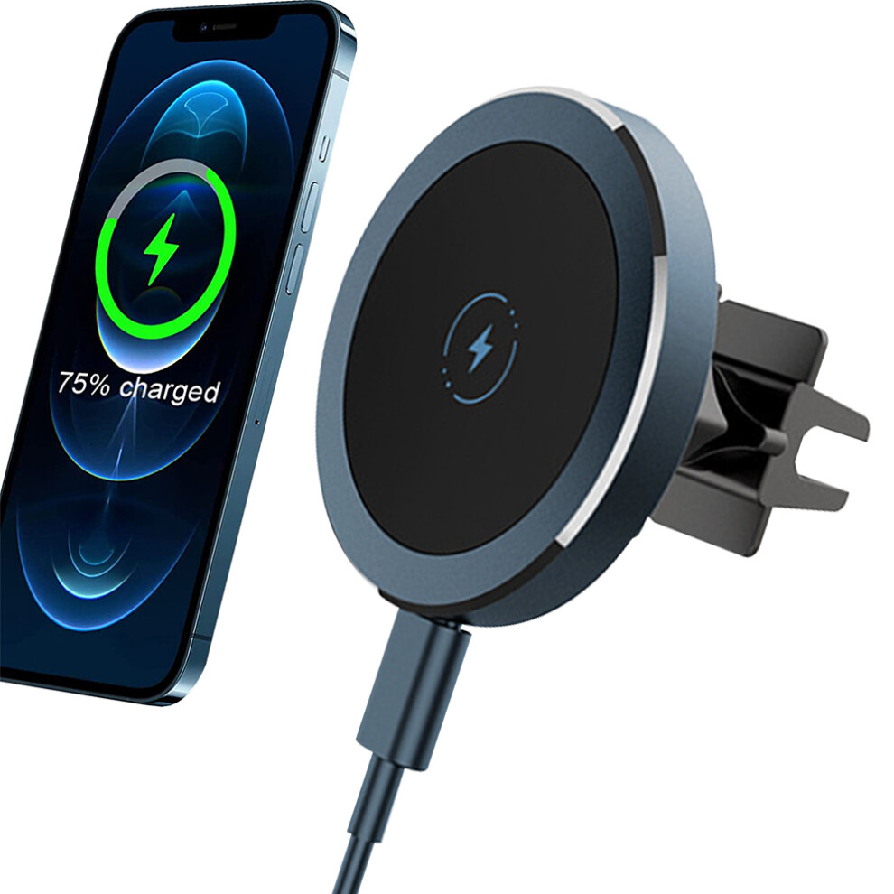 15W Car Magnetic Wireless Charger - Interstellar .15W Rapid Car Charger Bracket Compatible With Magsafe Chargers Blue 7770198292459