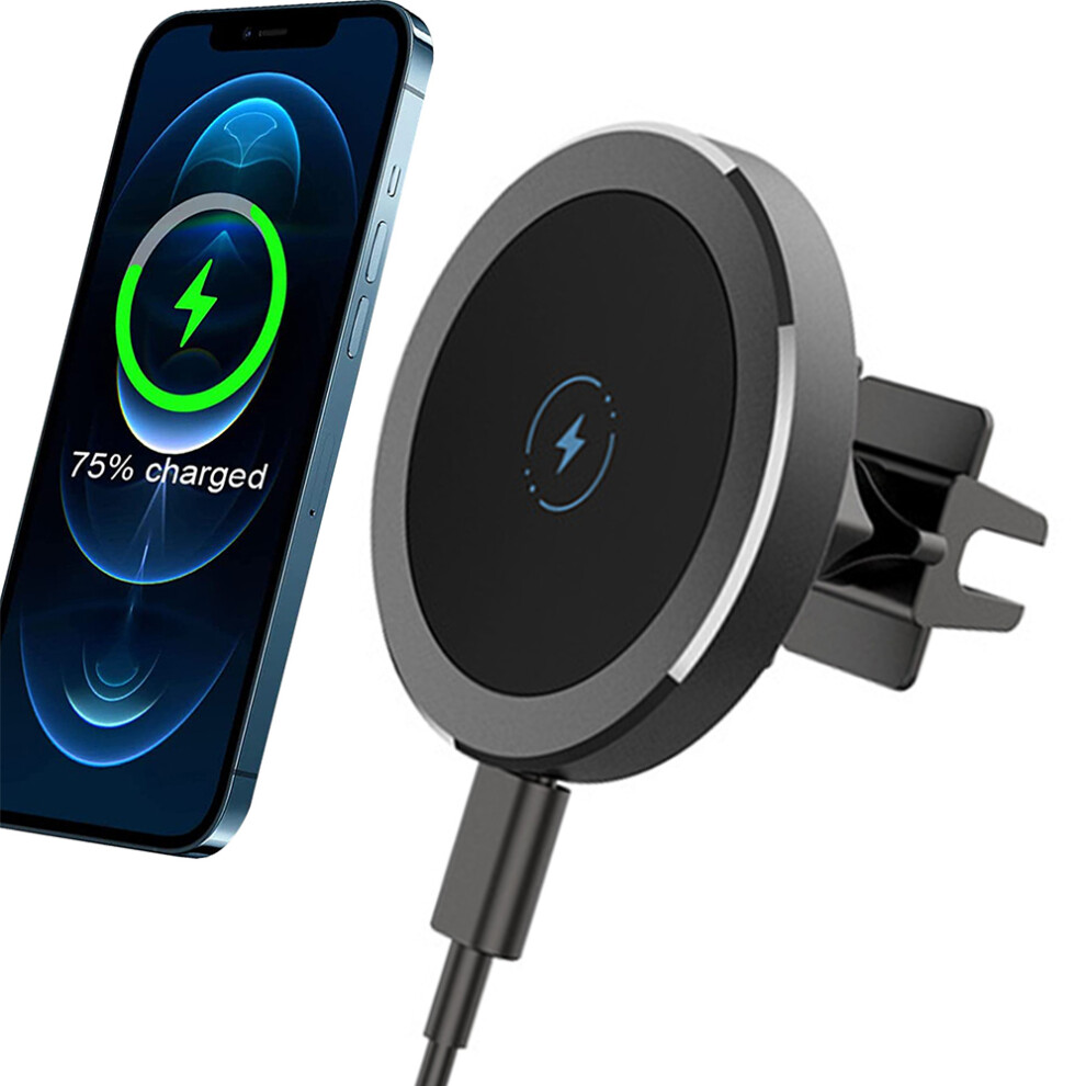 15W Car Magnetic Wireless Charger-Gentleman .15W Rapid Car Charger Bracket Compatible With Magsafe Chargers Black 7770198292442