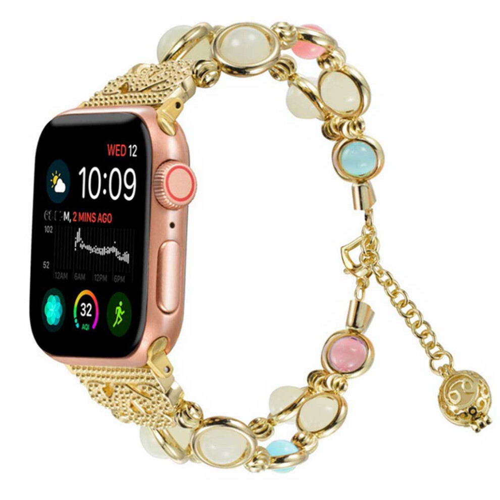 Watch Band 38-40Mm /42-44Mm Series 5 /4 /3/ 2 /1, Adjustable Wristband Handmade Night Luminous Pearl Iwatch-38-40Mm Gold White,Gold 7770198307726