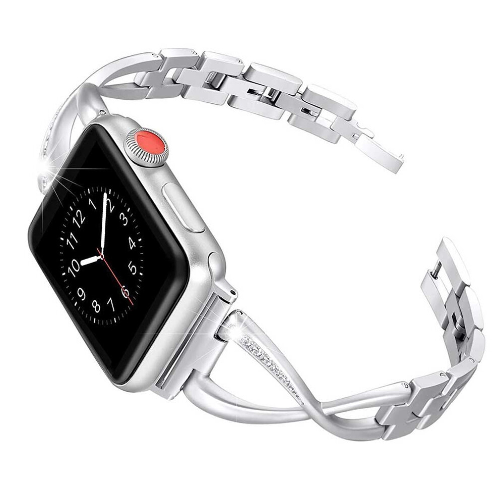 Band Compatible For Apple Watch Bands 38Mm 42Mm Iwatch Bands For Women Jewelry Metal Wristband Strap-38Mm Bright Silver 7770198307689