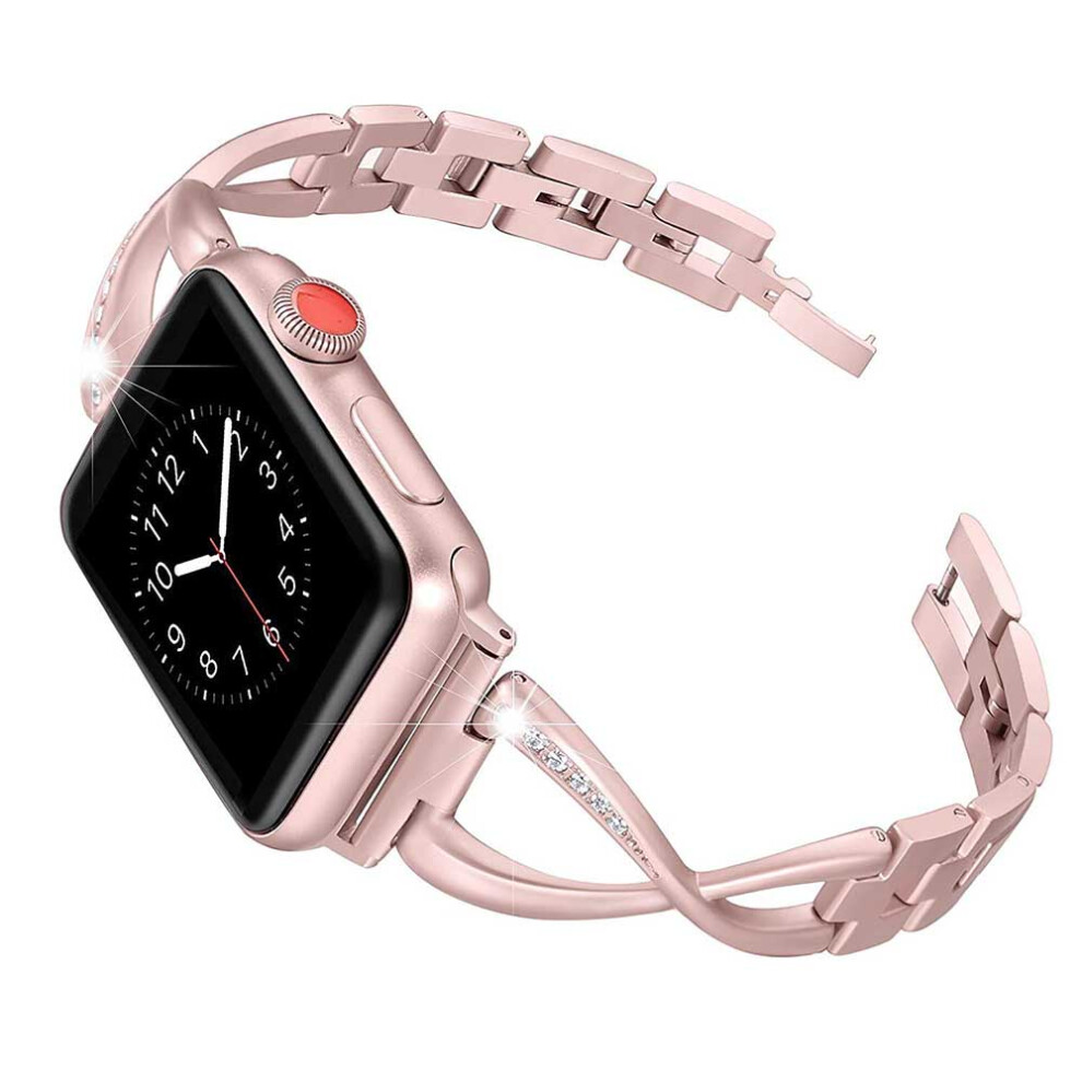 Band Compatible For Apple Watch Bands 38Mm 42Mm Iwatch Bands For Women Jewelry Metal Wristband Strap-42Mm Rose Pink 7770198307702