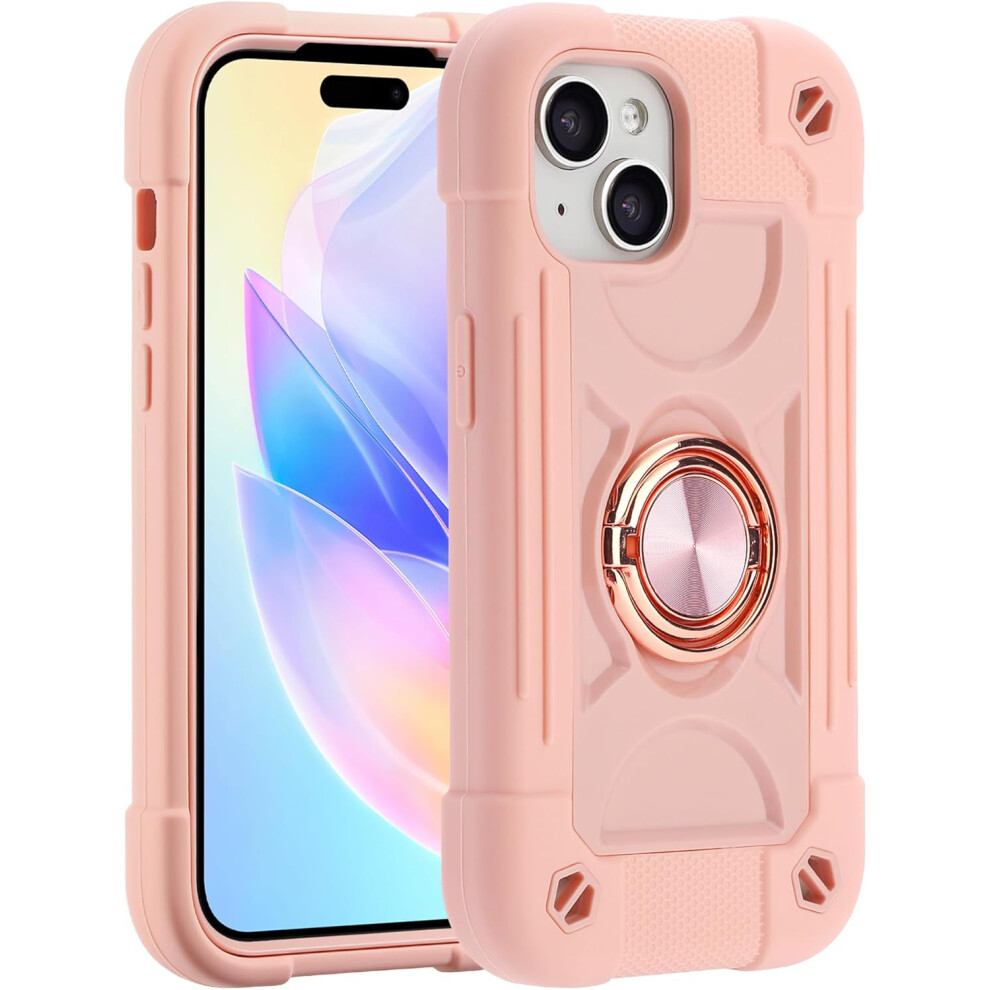 Iphone 15 Plus Case 6.7 Inch With Built-In Kickstand, [Full Body Rugged Military Grade] Drop Protection Heavy Duty Case (Pink) Pink 7770198338201