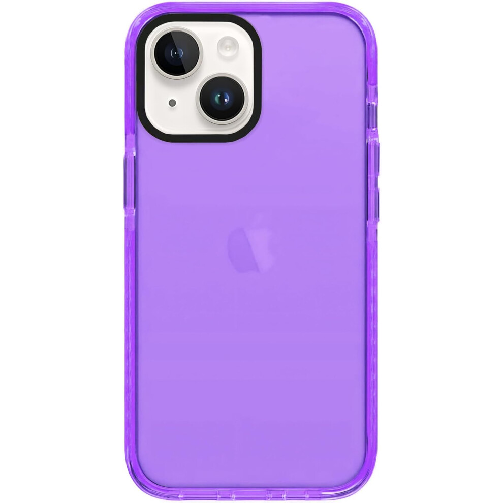 Iphone 14 Cute Retro Vibrant Design Phone Cases For Women,Camera Protector Cover Soft Silicone Shockproof Protective Case Neon Purple 7770198339253