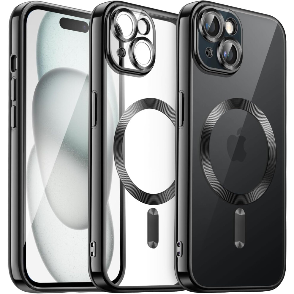 Case For Iphone 15 6.1-Inch, Camera Lens Full Protection, Compatible With Magsafe Wireless Charging, Shockproof Soft Tpu Phone Cover (Black) Black 7770198339574