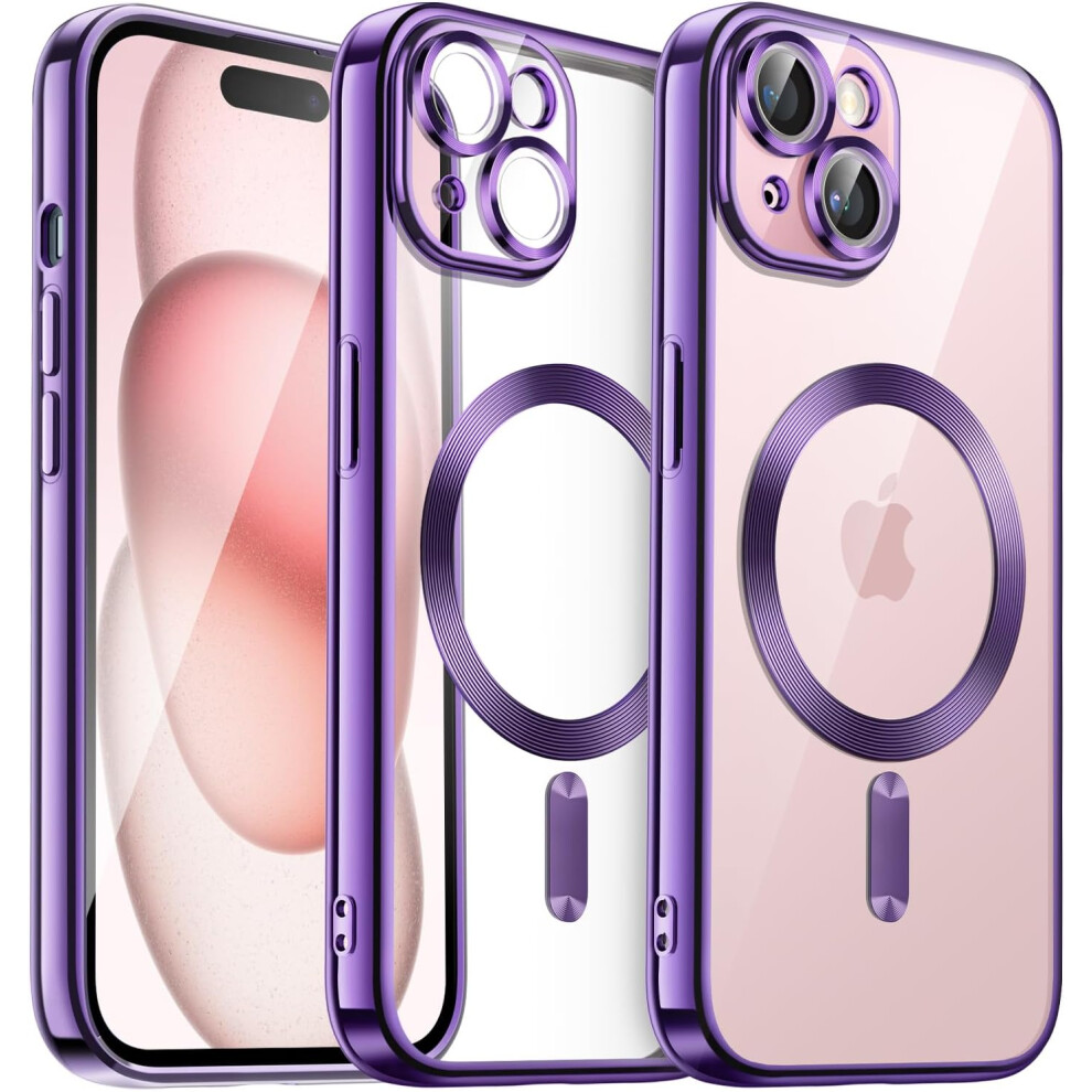 Case For Iphone 15 6.1-Inch, Camera Lens Full Protection, Compatible With Magsafe Wireless Charging, Shockproof Soft Tpu Phone Cover (Purple) Purple 7770198339659