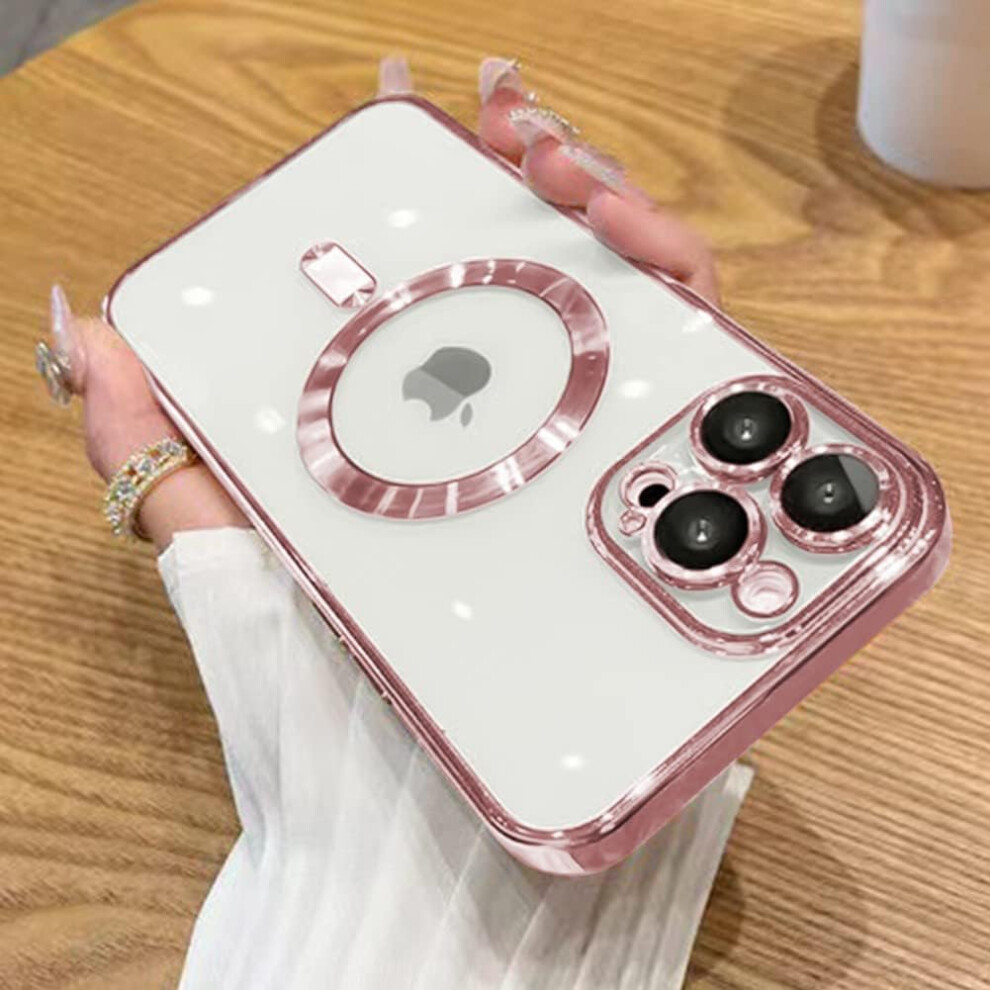 Case For Iphone 15Pro Max 6.7-Inch, Camera Lens Full Protection, Compatible With Magsafe Wireless Charging, Shockproof Soft Tpu Phone Cover (Pink) Pink 7770198339727