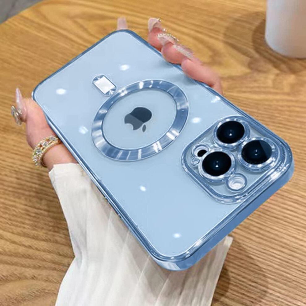 Case For Iphone15promax 6.7-Inch, Camera Lens Full Protection,Compatible With Magsafe Wireless Charging,Shockproof Soft Tpu Phone Cover (Sierra ) Blue 7770198339765