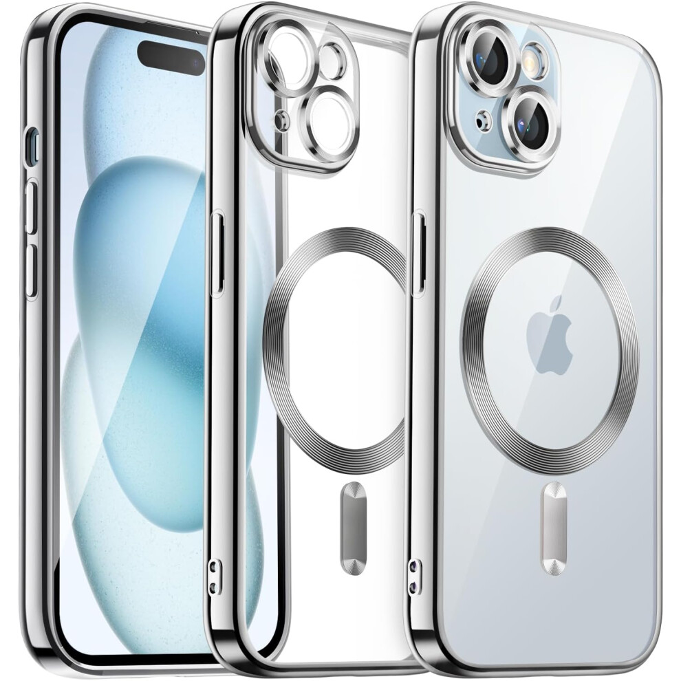 Case For Iphone 15Plus 6.7-Inch, Camera Lens Full Protection, Compatible With Magsafe Wireless Charging, Shockproof Soft Tpu Phone Cover (Silver) Silver 7770198339796