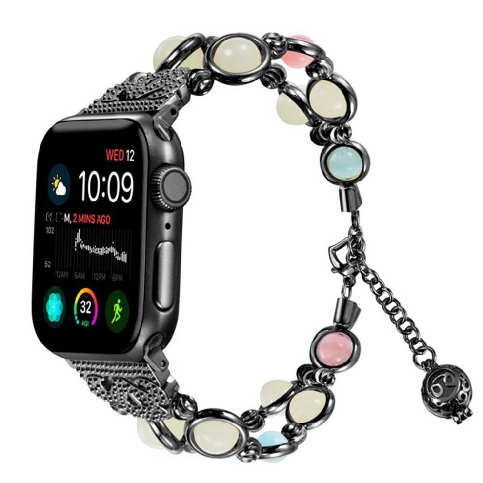 Watch Band 38-40Mm /42-44Mm Series 5 /4 /3/ 2 /1, Adjustable Wristband Handmade Night Luminous Pearl Iwatch-38-40Mm Black White,Black 7770198307740