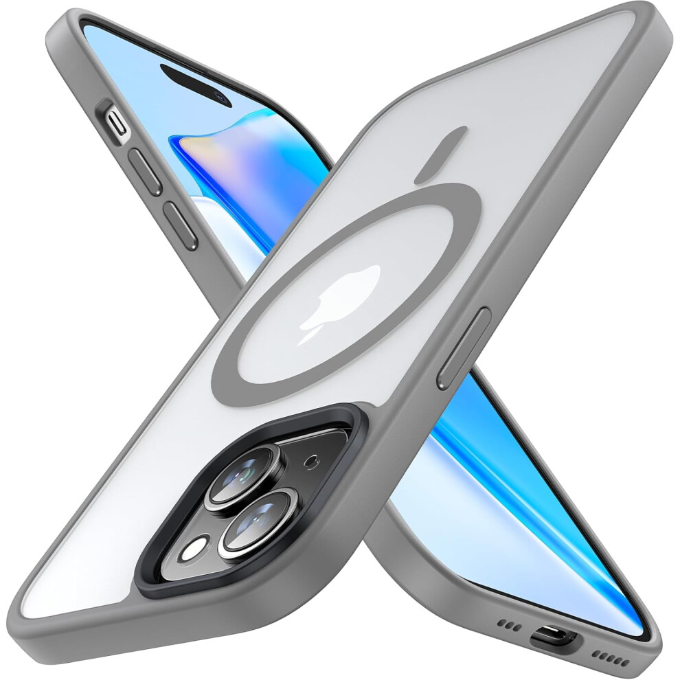 Iphone 15 Case 6.1 Inch, [Military Grade Protection & Compatible With Magsafe], Translucent Matte Back With Soft Edge Phone Case, Grey 7770198340051