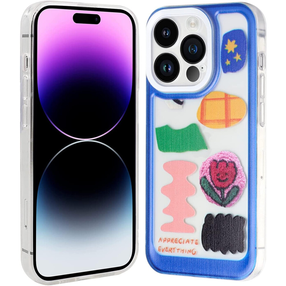 Iphone 14 Pro Max Case Clear, Not Yellowing Phone Case For Iphone 14 Pro Max 2022 (6.7 Inch) With Slim Cover Protection Shockproof Bumper, Patch Blue 7770198322323