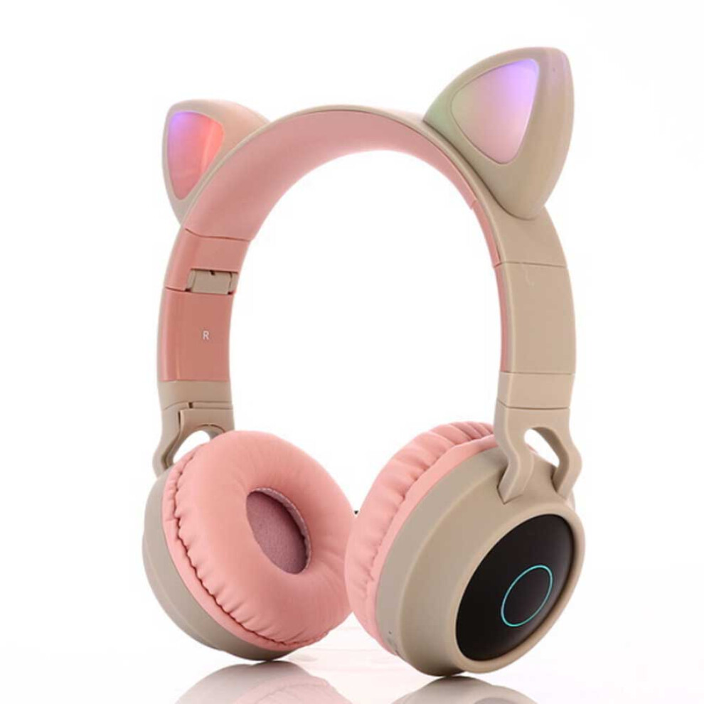 Wireless Bluetooth Kids Headphones, Cat Ears Bluetooth Wireless/Wired Headphones, LED Lighted Kids Wireless Headphones-beige-image-OPC-PHFXVG2-NEW