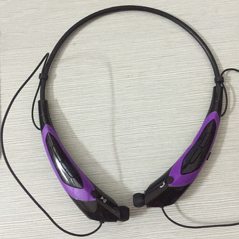 Bluetooth Headphones, Bluetooth 4.0 Wireless Neckband Headphones With Retractable Earbuds - Black/Purple 7770198293821