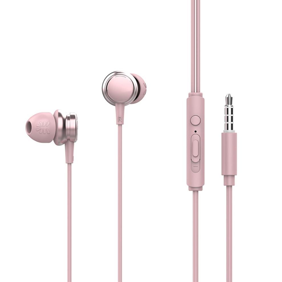 Wired Earbuds In-Ear Headphones With Mic, Headphones With Mic And Volume Control- Pink 7770198293654