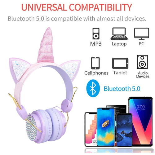 Unicorn Wireless Bluetooth Headset - Purple 2