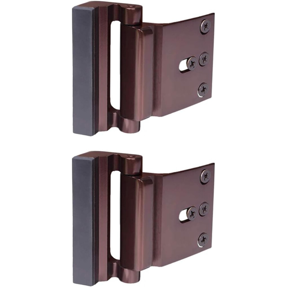 2 Pack Door Reinforcement Locks With 8 Screws, Home Security Door Lock For Toddler, Childproof Door Lock Night Lock Withstand 800 Lbs Brown Tianfu