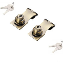 2 sets of buckle lock buckles with keys, suitable for small doors, cabinets, etc., buckle lock safety lock lock, with keys (4 inches, bronze color)