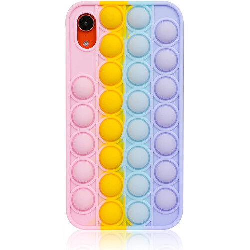 Decompression puzzle anti-fall mobile phone case-Compatible with iPhoneXR rainbow