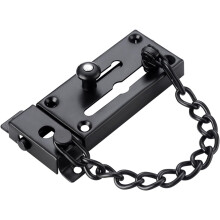 Door lock, door latch with anti-theft chain, chain door protection device with sliding lockheavy-duty chain lock for inner doorwith 6 screws (black)