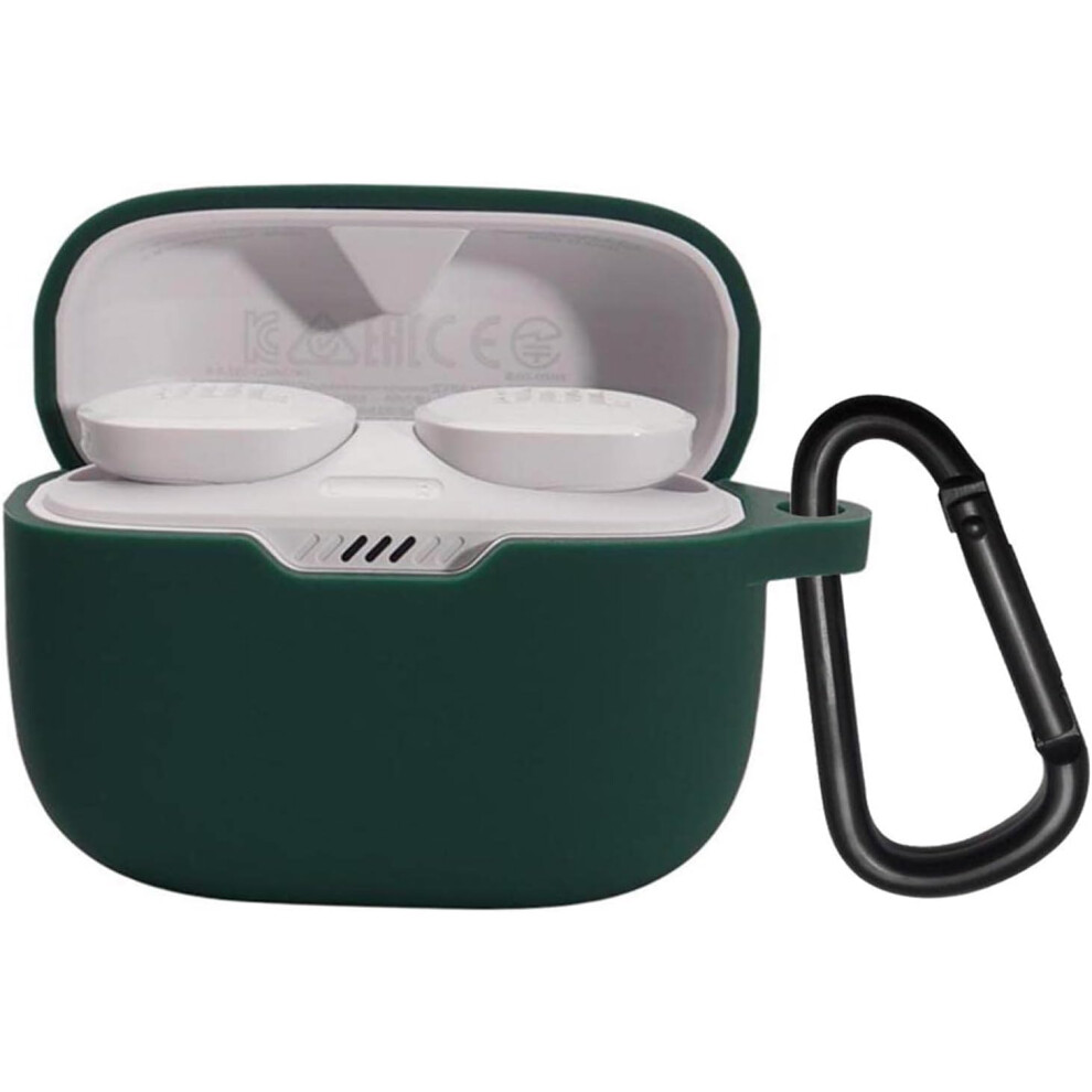Cover for JBL Tune 230NC TWS Wireless Earphone Silicone Protective Cover, Portable Scratch and Shock Proof Cover with Carabiner(Blackish Green)-image-OPC-PHFXVTF-NEW