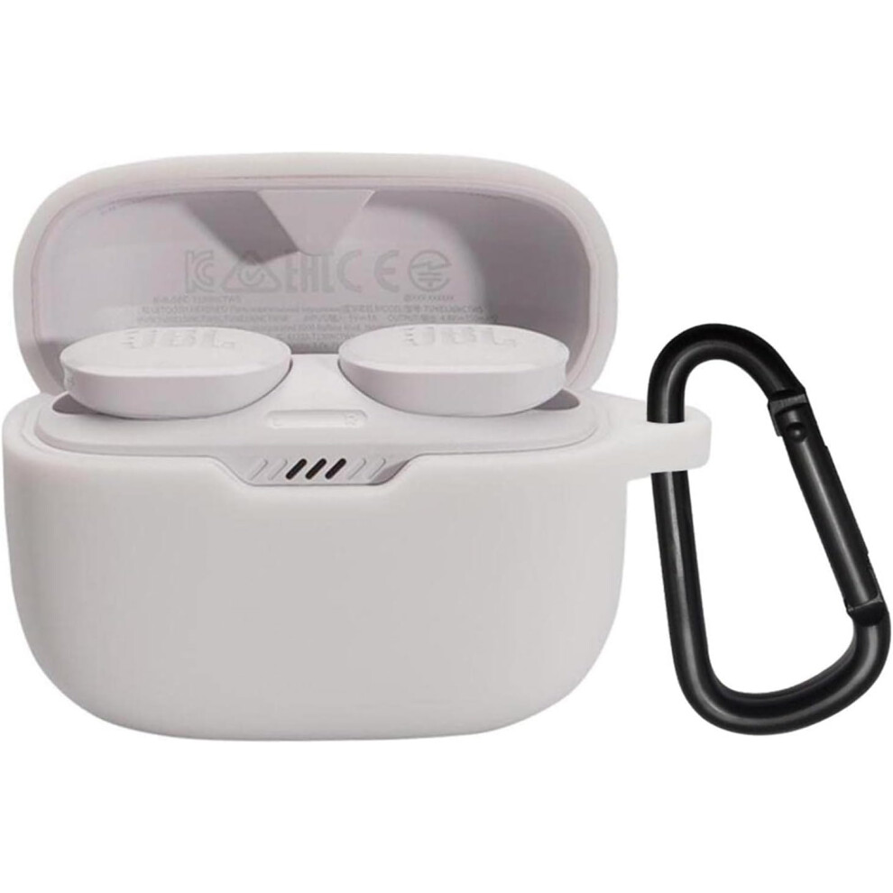 Cover For Jbl Tune 230Nc Tws Wireless Earphone Silicone Protective Cover, Portable Scratch And Shock Proof Cover With Carabiner(White) White 7770198287806