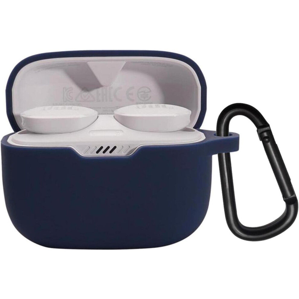 Cover For Jbl T130nc Tune Wireless Earphone Silicone Protective Cover, Portable Scratch And Shock Proof Cover With Carabiner(Midnight ) Blue 7770198287790