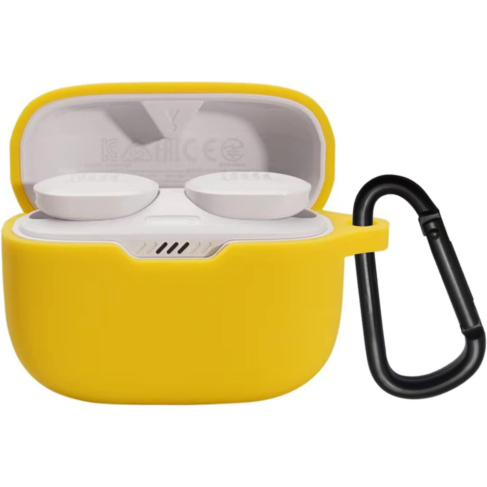 Cover For Jbl Tune 230Nc Tws Wireless Earphone Silicone Protective Cover, Portable Scratch And Shock Proof Cover With Carabiner(Yellow) Yellow 7770198287905