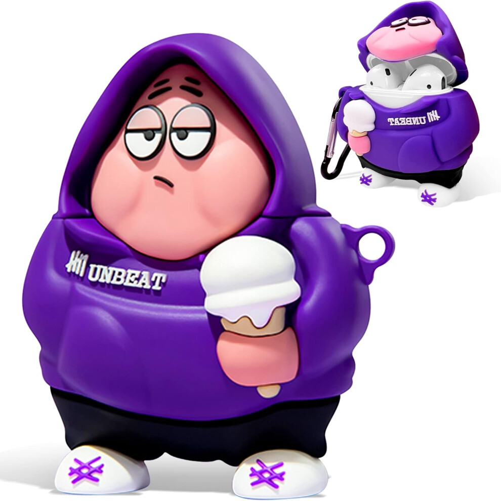 Cute Cartoon Character Airpods Case For 2Nd/1St, Anti-Fall Soft Silicone Airpods 1&2 Generation Kawaii Fashion 3D Case For Airpods 1&2 (Purple) Purple 7770198288070