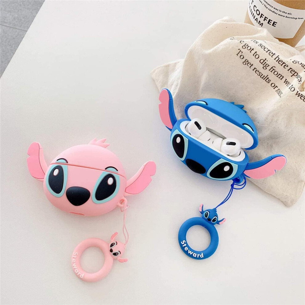 Funny 3D Cartoon Kawaii Airpod 3 Generation Case Skin With Cleaning Kit & Keychain For Apple Airpod 3 For Boys Girls Kids Teen, Blue 7770198288339