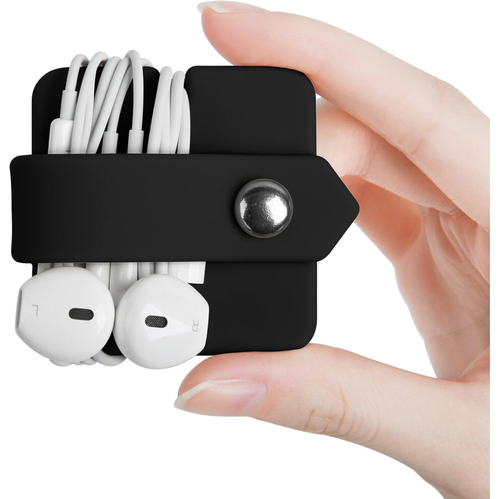 Headphone Case Cord Organizer Earbuds Holder Earphones Case Wrap Winder Headset Keeper Cord Manager Cable Organizer Black 7770198287615