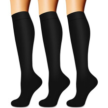 Compression Socks for Women & Men (3 pairs) - Best Support for Nurses, Running, Hiking, Recovery & Flight Socks/Small-Medium-Black
