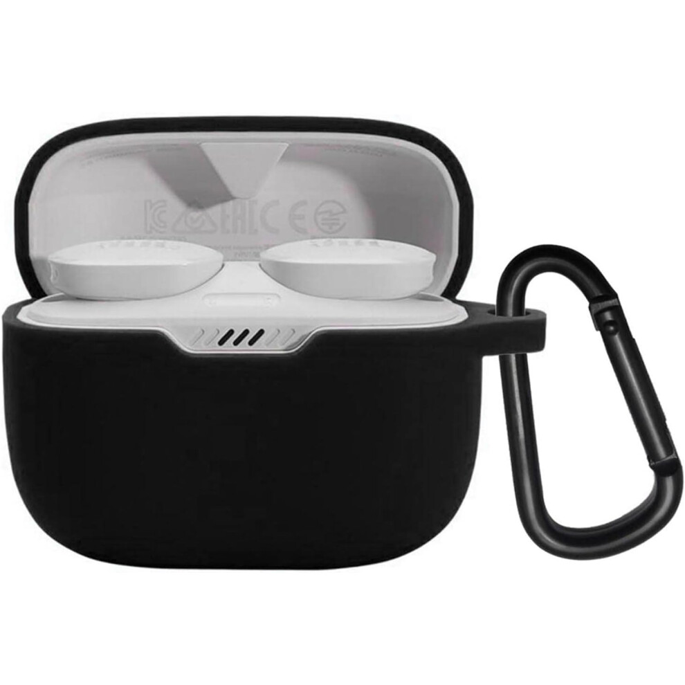 Cover For Jbl Tune 230Nc Tws Wireless Earphone Silicone Protective Cover, Portable Scratch And Shock Proof Cover With Carabiner(Black) Black 7770198287721