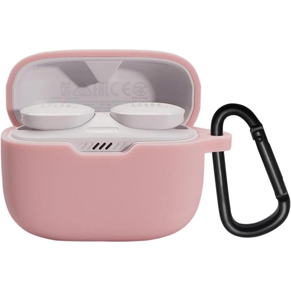 Cover For Jbl T130nc Tune Wireless Earphone Silicone Protective Cover, Portable Scratch And Shock Proof Cover With Carabiner(Pink) Pink 7770198287837