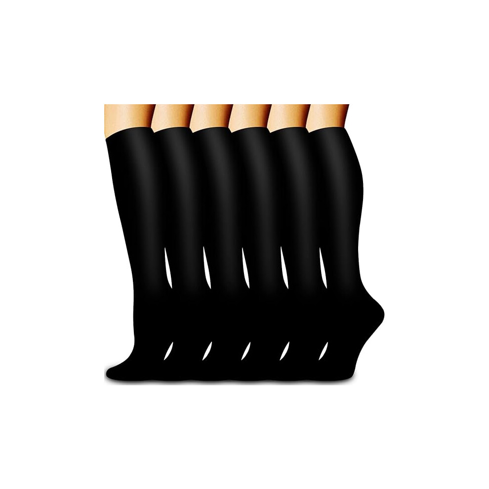 Tianfu Black 6 Pack Copper Compression Socks For Women And Men Circulation-Best Support For Medical,Nursing,Athletic/S-M
