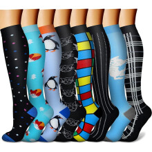 Compression Socks for Women & Men Circulation (8 Pairs)is Best Support for Athletic Running,Hiking/Black/Blue-Small-Medium