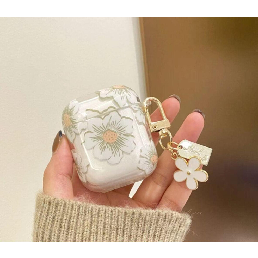 Compatible With Airpods Case Clear Sotf Tpu Shockproof Cute Earbuds Case With Flower Keychain Airpods Accessories For Airpods Charging Case 2 & 1 7770198322453