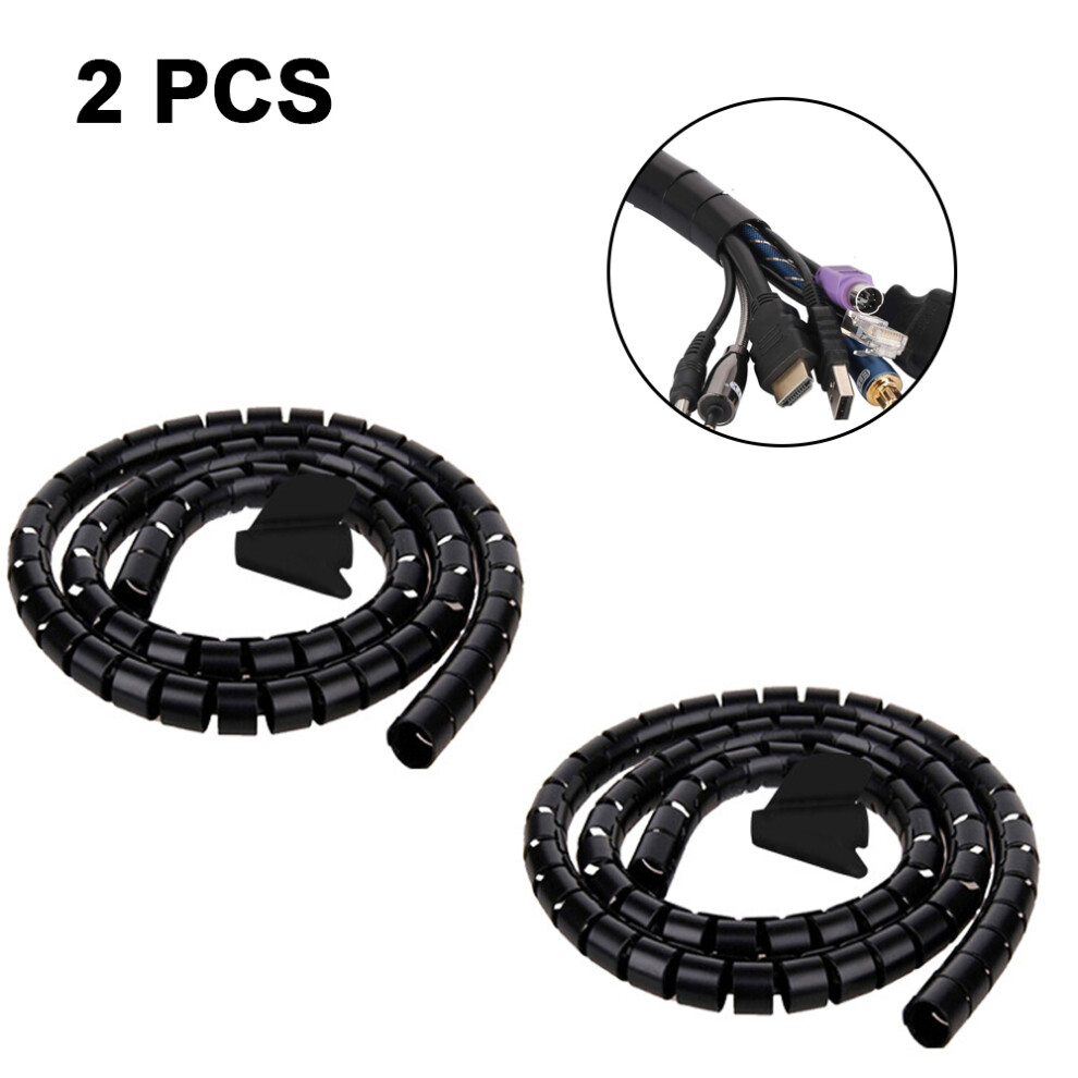 2Pcs 25Mm/Cable Organizer Open Cable Jacket - Black.suitable For Organising And Protecting Tv 7770198298161