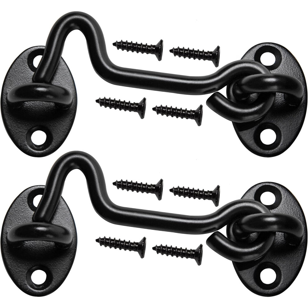 4" Barn Door Latch Door Lock Hardware, Sliding Door Lock Eye Hook Latch With Screws, Rust-Resistant Metal Gate Latch(2 Pack) 7770198310030