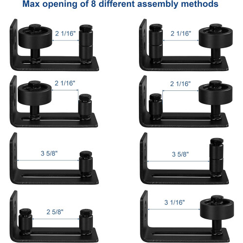 Sliding Barn Door Floor Guide, Adjustable Wall Mount Stay Roller Guide, Non-Scratch Rollers, Flush Bottom, Barn Door Panel Non-Groove, Black 1