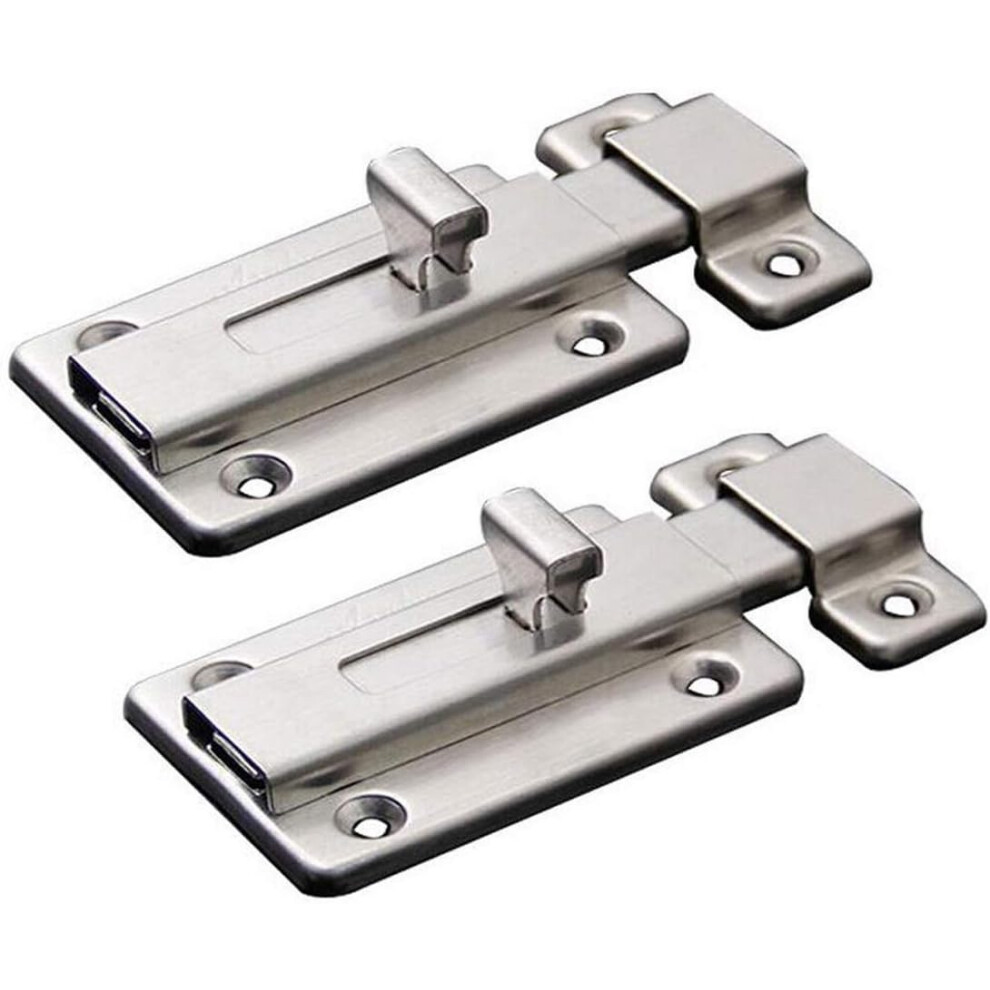 Door Bolts, 2 Pieces Stainless Steel Latch Sliding Door Lock, Surface Mounted Slide Bolt For All Types Of Internal Doors 7770198310399