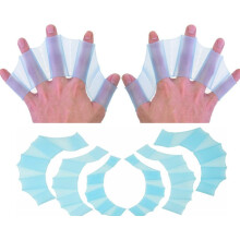 2 Pair Silicone Swimming Gloves Finger Frog Type Webbed Aquatic Training Water Resistance Fitness Paddle Aerobics for Men Women Kids（L）