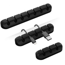 V-Black-357 Set Silicone Winder.Self-adhesive cable clips, cable organisers for organising USB cables/power cords/wires/cables