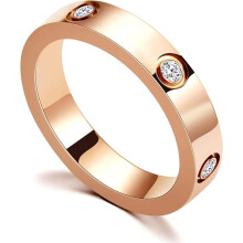 Love Friendship Ring 18K Gold Silver Rose Plated Cubic Zirconia Stainless Steel Promise Ring Wedding Band Jewelry Birthday Gifts for Women(rose-9)