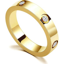 Love Friendship Ring 18K Gold Silver Rose Plated Cubic Zirconia Stainless Steel Promise Ring Wedding Band Jewelry Birthday Gifts for Women(gold-10)