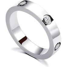 Love Friendship Ring18KGold Silver Rose Plated Cubic Zirconia Stainless Steel Promise Ring Wedding Band Jewelry Birthday Gifts for Women(silver-10)