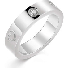 Love Friendship Ring 18KGold Silver Rose Plated Cubic Zirconia Stainless Steel Promise Ring Wedding Band Jewelry Birthday Gifts for Women(silver-6)
