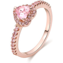 Cute Dainty Women's 925 Sterling Silver Drill Rings Delicate Rings Gemstone Rings Wedding Jewelry Heart Gemstone Promise Engagement Love Ring Size 4