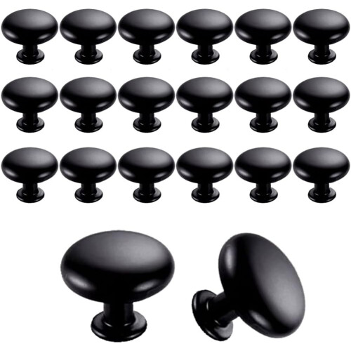 20PCS Door Knobs Drawer Knobs 30mm Vintage Handles Cabinet Cupboard Knobs for Kitchen Cupboards (Black)